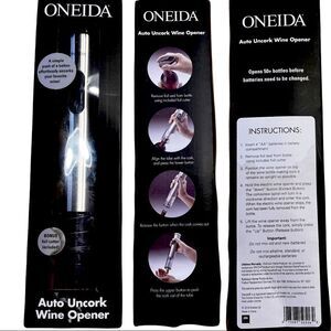 Oneida auto uncork wine opener with foil cutter. Electric Tested